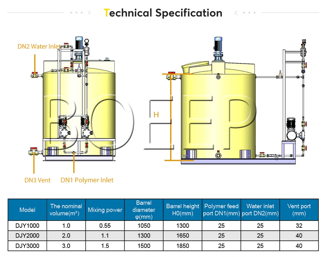 Manual Chemical Dosing Skid Polymer Preparation System for Wastewater Treatment